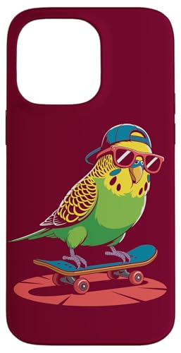 Skateboard Wellensittich Sittich Skating Wellensittich Hülle für iPhone 14 Pro Max von Parakeet Lover Gifts & Budgie Tees