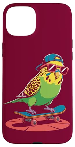 Skateboard Wellensittich Sittich Skating Wellensittich Hülle für iPhone 15 Plus von Parakeet Lover Gifts & Budgie Tees