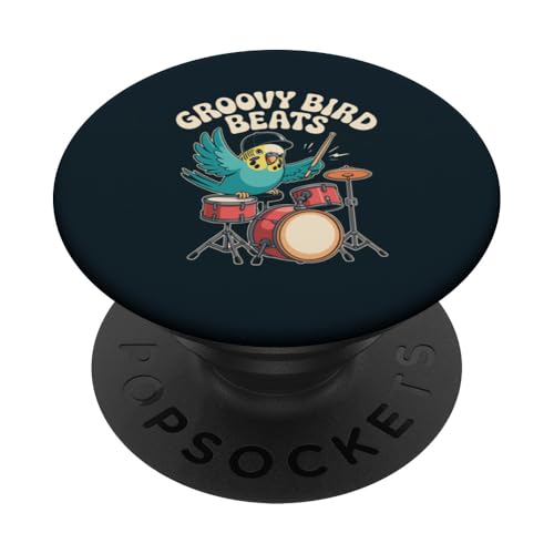 Trommeln Wellensittich Sittich Schlagzeuger Wellensittich PopSockets Klebender PopGrip von Parakeet Lover Gifts & Budgie Tees