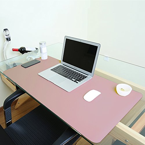 Paramount City Wasserdichte Schreibtischunterlage, Büro-Laptop-Schreibtischunterlage, PU-Leder-Schreibtischunterlage, Schreibtisch-Schreibunterlage mit doppeltem Verwendungszweck(Rosa,120 x 60cm) von Paramount City