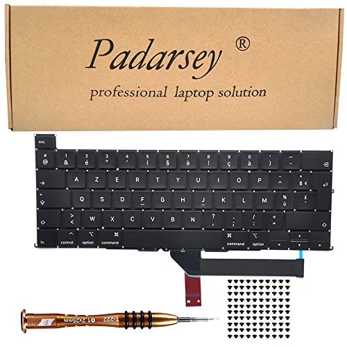 Padarsey Ersatz Clavier français Tastatur kompatibel mit MacBook Pro 16 Zoll mit Touch Bar A2141 veröffentlicht 2019 +Tastatur Schrauben+Schraubendreher von Pardarsey