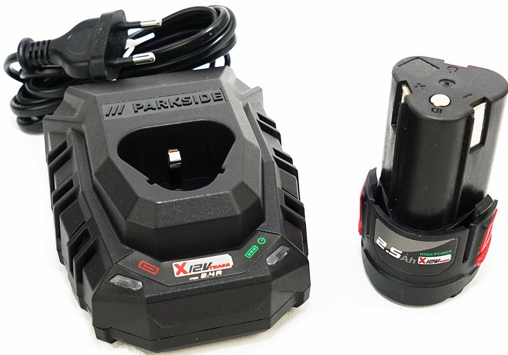 Parkside 12V 2,5Ah Akku PAPK 12 2.5 A1 + 12V 2,4A Ladegerät PLGK 12 A3 Akku-Set PAPK 12 2.5 A1 (12 V) von Parkside
