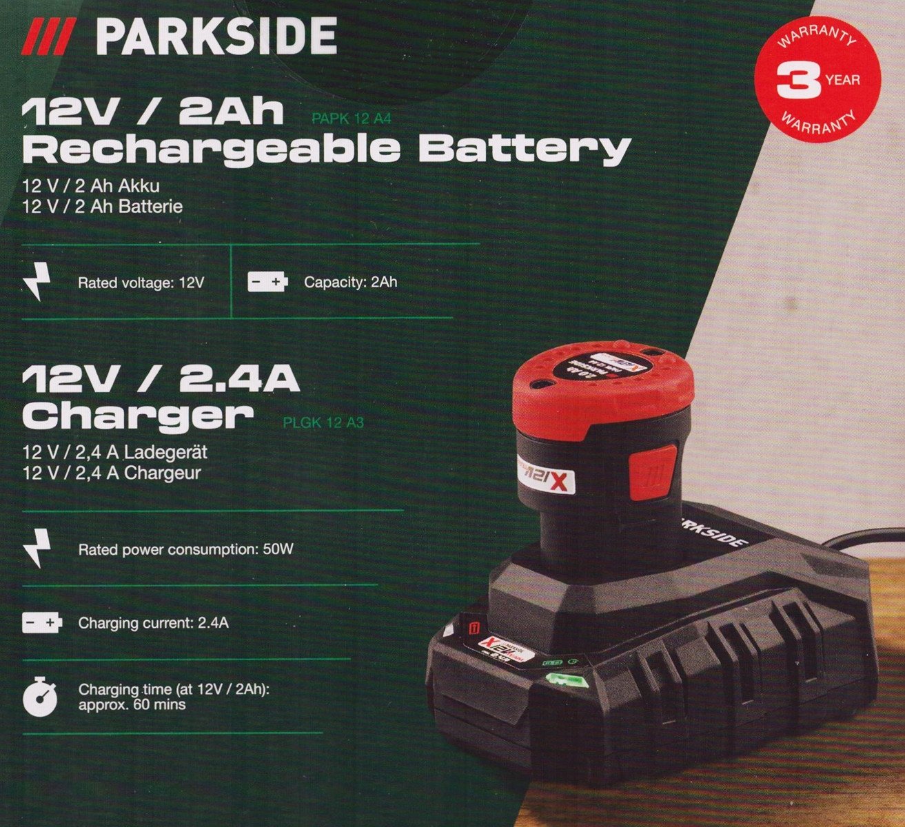 Parkside Parkside Akku 2.0 Ah PAPK 12 + Ladegerät für X-12-V Team Serie Zusatz-Akku Parkside Parkside Akku 2.0 Ah PAPK 12 + Ladegerät für X-12-V Team Serie Zusatz-Akku von Parkside