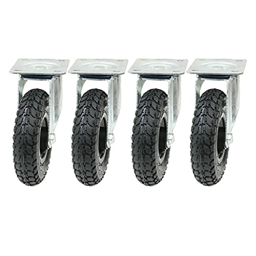 Parnells - 4 Sätze 8 Zoll Pneumatische Gummirollen 200 x 50 mm, Aufgeblasen, Plattengröße 140 x 110 mm, Lochmitte 105 x 80 mm, Bolzenloch 10 mm, Höhe 230 mm, Gewicht 100 kg von Parnells