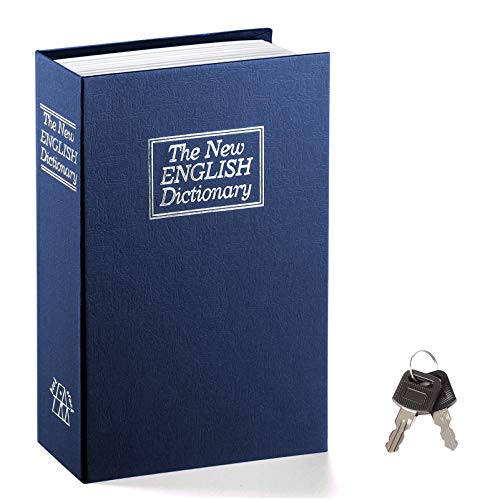 Buchtresor mit Schlüsselschloss - Parrency Dictionary Diversion Metallversteckter Safe, 9 1/2 "x 6" x 1 1/3 ", Blau Medium von Parrency