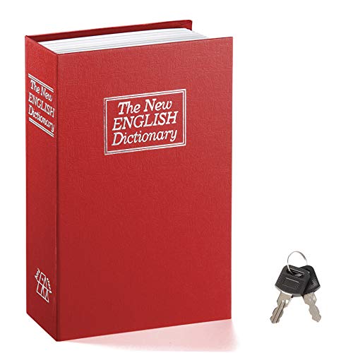Buchtresor mit Schlüsselschloss - Parrency Dictionary Diversion Metallversteckter Safe, 9 1/2 "x 6" x 1 1/3 ", Rot Medium von Parrency