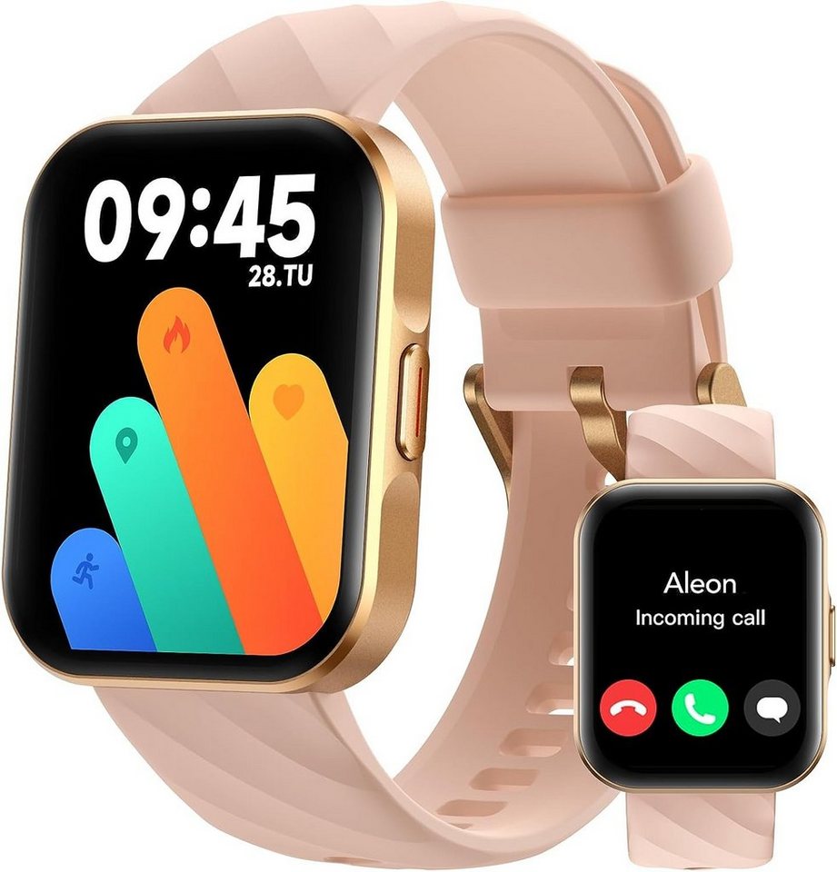 Parsonver Smartwatch (1,91 Zoll, Android iOS), Damen Telefonfunktion Fitness Tracker HD Fitnessuhr 112 Sportmodi Uhr von Parsonver