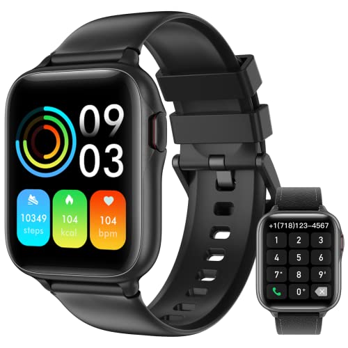 Parsonver Smartwatch Herren mit Telefonfunktion, 1,7" Fitness Tracker mit Herzfrequenz, Schrittzähler, Schlafmonitor, IP68 Fitnessuhr mit Leder- und Silkon-Armband für Android und iPhone, Schwarz von Parsonver