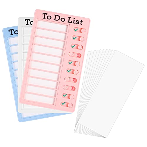 3 Stück Memo Checklist Boards,To Do List Checklist Board mit 10 Austauschbaren Leeren Abnehmbar Aufgabenplanung Liste für Kinder Lernplanung Zeitplan von Partideal