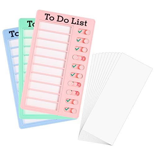 3 Stück Memo Checklist Boards,To Do List Checklist Board mit 10 Austauschbaren Leeren Abnehmbar Aufgabenplanung Liste für Kinder Lernplanung Zeitplan von Partideal