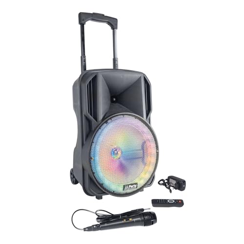 PARTY-10RGB - PARTY - 10"/25cm 400W RMS-Batterielautsprecher mit 1 verkabelten Mikrofon und Lichteffekt am Woofer - Bluetooth, USB und AUX - Schwarz von Party Light & Sound