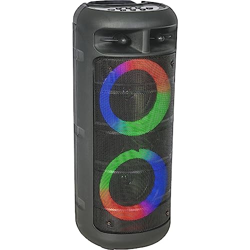 Party Light & Sound - ALFA-2600-200W batteriebetriebener Lautsprecher mit beleuchtetem Tieftöner, Bluetooth, Micro-SD, AUX und USB - Schwarz von Party Light & Sound