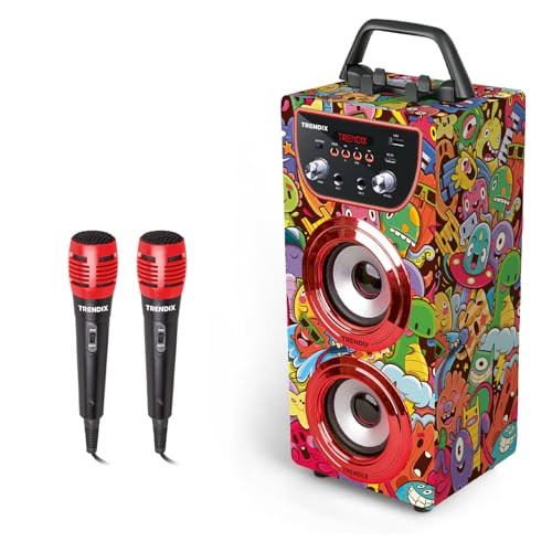 Trendix - Karaoke Maschine Kinder Monster Club | Karaoke Kinder | Karaoke Anlage mit 2 Mikrofonen, Radio FM, USB, Bluetooth und SD | Musikbox Kinder | Musikbox mit Mikrofon von Party town