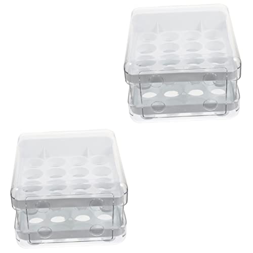 2St Aufbewahrungsbox für Eier durchsichtige Kunststoffbehälter durchsichtige Organisationsbehälter aus Kunststoff Kühlschrank Eierhalter egg holder for refrigerator Schublade Weiß von PartyKindom