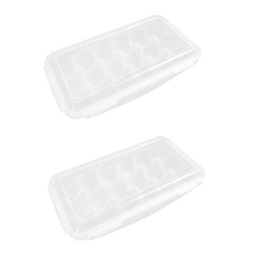 2er-box Kunststoffbehälter Essenstabletts Tragbarer Kühlschrank Kunststoffschalen Ei Fall Tragbare Eierkiste Eierbehälter Eierhalter Eierablage Eierplatte Weiß Lebensmittel Plastik von PartyKindom