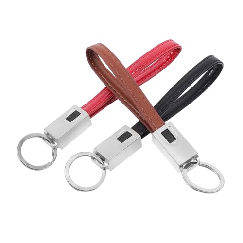3 Stück Leder-Schlüsselanhänger-Ladekabel mit Typ-Anschluss, Datenkabel, Schnellladekabel für und andere (schwarz, und rot) als Geschenk von PartyKindom