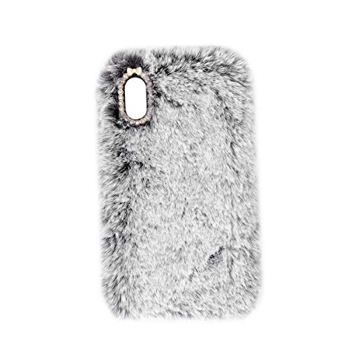 Lovely Plush Phone Case Super Soft Plush Phone Cover Shockproof Phone Shell Compatible for XS MAX (Grey) for von PartyKindom