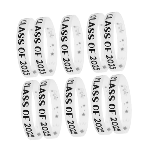 PartyKindom 10 Stück 2025 Abschlussarmband benutzerdefinierte Armbänder Graduationsparty Gefälligkeiten Abschlussfeier Armbänder für Veranstaltungen Abschluss Saison Armband Weiß von PartyKindom