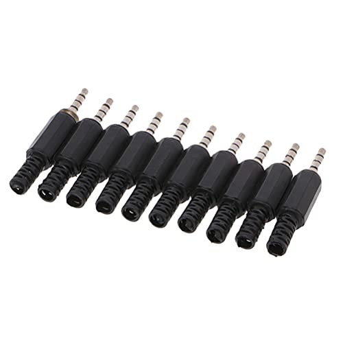 PartyKindom 10pcs 3.5mm Replacement Repair Plug Jack 4 Pole 3 Rings Stereo Male Plug 3.5mm Solder Type DIY Audio Cable Connector for Headphone Headset Earphone Microphone Cable Repair (Black) von PartyKindom