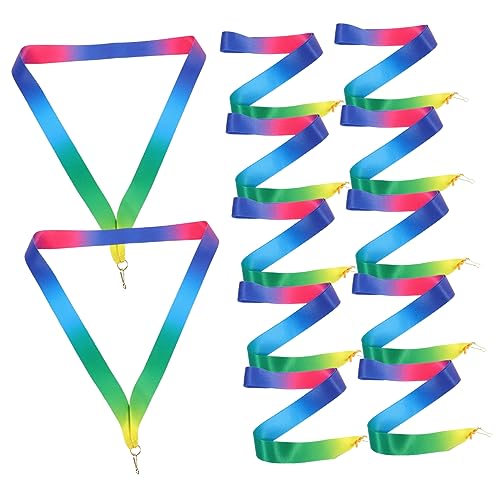 PartyKindom 12 Stück Medaillenband Preisband Ordensband Medaillenaufhänger-Display Wettkampfhalsband Gymnastik hängende Medaille gestreifte Medaillenbänder Abzeichenband Polyester Baumwolle von PartyKindom