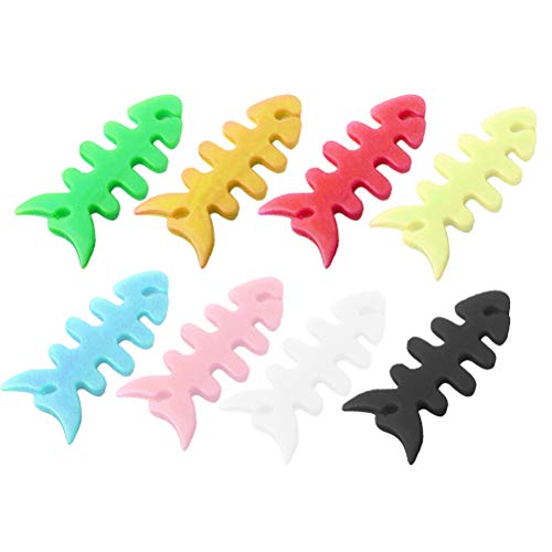 PartyKindom 200 Stück Fish Bone Cable Organizer Kopfhörer- Wickler Silikon- Kabel Datenwickler für zu Hause (zufällige Farbe) für Geschenk von PartyKindom