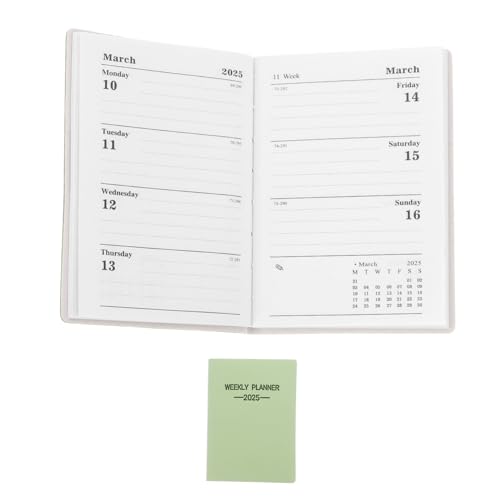 PartyKindom 2025 Taschen-wochenplaner Mini Party Büro Geldbeutel Notizbuch Ideal Abdeckung Wöchentlich Taschenplaner Schule Zeitplaner Wochenplaner Undatiert Xingtingyu Papier Light Green von PartyKindom