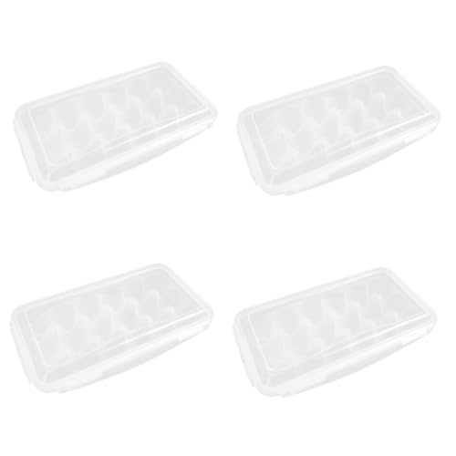 PartyKindom 4Er-Box aufbwahrungsbox bewahrungsbox vorratsboxen konservierungsbox stauboxen eieraufbewahrung küchenboxen stapelbar Tablett Eierplatte Eierständer Kühlschrank Plastik Weiß von PartyKindom