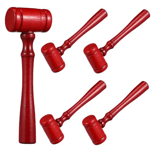 PartyKindom 5 Stück Richterhammer Kinderhammer Spielzeughammer Party Haftspielzeug Richter Hammer Hammer Hämmer Hammerhammer Holzhammer Hammer für Richter Anwaltshammer Bambus rot von PartyKindom