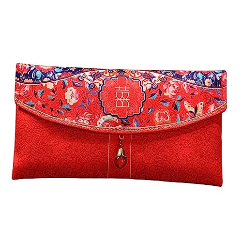 PartyKindom Ehe Red Envelope -Tasche Tag Braut Geldumschläge für Bargeld erste Couplets Zubehör für Hochzeitsfeiern Hochzeitsversorgung chinesische Hochzeitsgeschenke Stoff rot von PartyKindom