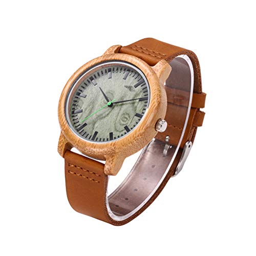 PartyKindom Handgefertigte Herren-Armbanduhr aus echtem Leder mit Verawood-Quarzwerk, Holz-Armbanduhr für Geschenke von PartyKindom