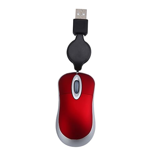 PartyKindom USB - teleskopisch schlank Kompakt geformt Mini verkabelt hoch leise kabelgebundene ergonomische verkabelt Kabelgebundene USB-Mäuse Gaming- rot von PartyKindom