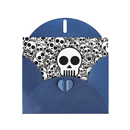 Blaue schwarze und weiße Totenköpfe Drucke hochwertiges Perlpapier Grußkarte – 10,2 x 15,2 cm, für Geburtstagskarte, Party-Einladungskarte von PartyUnix
