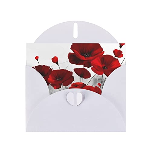 Weiße rote Mohnblume, hochwertige Perlenpapier-Grußkarte – 10,2 x 15,2 cm, für Geburtstagskarte, Party-Einladungskarte von PartyUnix