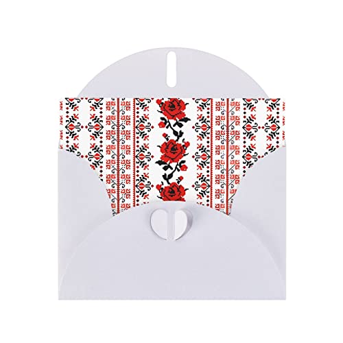 Weiße ukrainische Stickerei Stil Rose hochwertige Perle Papier Grußkarte =>> 4 x 6 In, für Geburtstagskarte, Party-Einladungskarte von PartyUnix