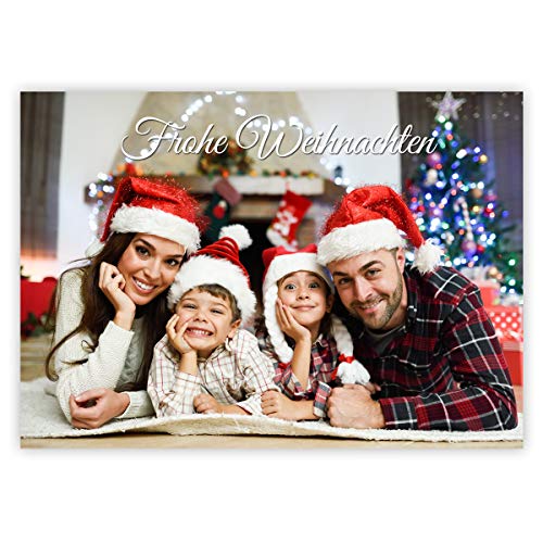 Partycards Weihnachtskarten mit Umschlägen im Set für Ihr Wunschbild – Personalisierte Weihnachtskarte mit Blanko-Innenseiten für Weihnachtsgrüße (DIN A4 – 12 Stück) von Partycards