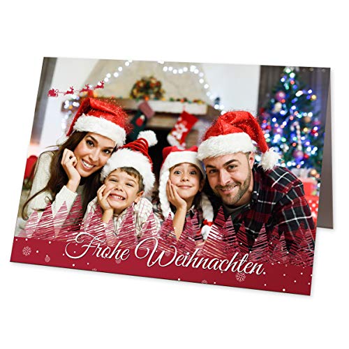 Partycards Weihnachtskarten mit Umschlägen im Set für Ihr Wunschbild – Personalisierte Weihnachtskarte mit Blanko-Innenseiten für Weihnachtsgrüße (DIN A4 – 12 Stück) von Partycards