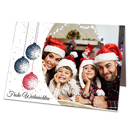 Partycards Weihnachtskarten mit Umschlägen im Set für Ihr Wunschbild – Personalisierte Weihnachtskarte mit Blanko-Innenseiten für Weihnachtsgrüße (DIN A4 – 16 Stück) von Partycards