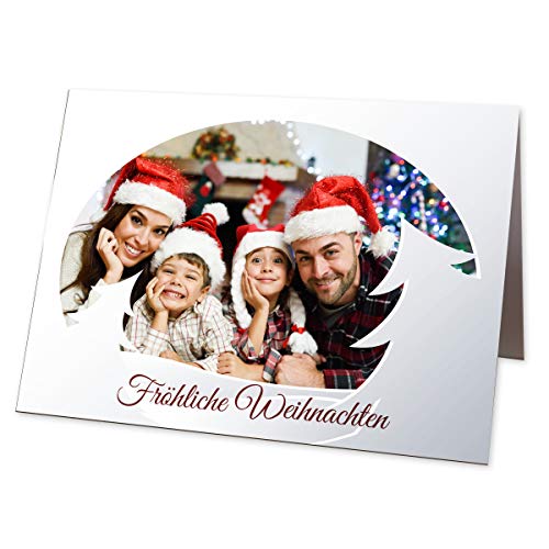 Partycards Weihnachtskarten mit Umschlägen im Set für Ihr Wunschbild – Personalisierte Weihnachtskarte mit Blanko-Innenseiten für Weihnachtsgrüße (DIN A4 – 4 Stück) von Partycards