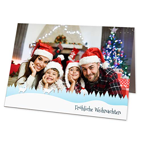 Partycards Weihnachtskarten mit Umschlägen im Set für Ihr Wunschbild – Personalisierte Weihnachtskarte mit Blanko-Innenseiten für Weihnachtsgrüße (DIN A4 – 8 Stück) von Partycards