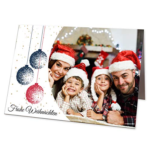 Partycards Weihnachtskarten mit Umschlägen im Set für Ihr Wunschbild – Personalisierte Weihnachtskarte mit Blanko-Innenseiten für Weihnachtsgrüße (DIN A5 – 16 Stück) von Partycards