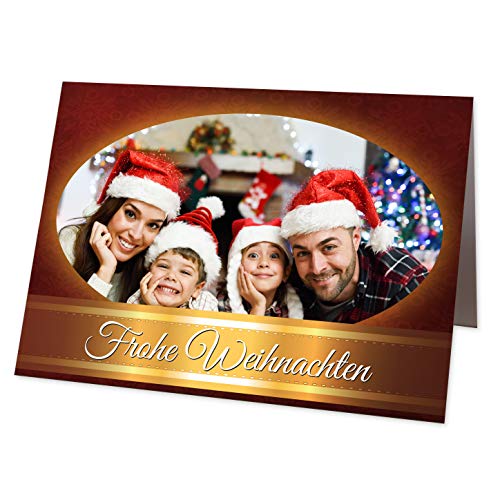 Partycards Weihnachtskarten mit Umschlägen im Set für Ihr Wunschbild – Personalisierte Weihnachtskarte mit Blanko-Innenseiten für Weihnachtsgrüße (DIN A5 – 4 Stück) von Partycards