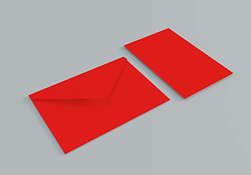 10 Briefumschläge und Kärtchen in Blisterverpackung 8,5 x 13,5 cm (rot) von Partylandia