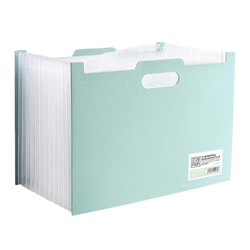 Pasdrucn Dokumentenmappe A4 13 Fächer, Fächermappe A4, Bürobedarf, Ordnungsmappe A4, Kunststoff Ordnungsmappe Mit Bunten Etiketten, Dokumenten Organizer, Dokument Organizer Ordner A4 (Grün) von Pasdrucn