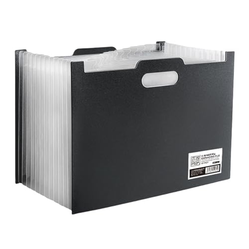 Pasdrucn Dokumentenmappe A4 13 Fächer, Fächermappe A4, Bürobedarf, Ordnungsmappe A4, Kunststoff Ordnungsmappe Mit Bunten Etiketten, Dokumenten Organizer, Dokument Organizer Ordner A4 (Schwarz) von Pasdrucn