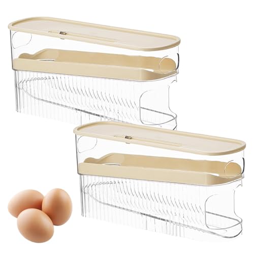 Pasdrucn Eier Aufbewahrung Kühlschrank, Kühlschrank Organizer Für Eieraufbewahrung, 2 Etagen Automatisch Rollender Eierbehälter Für Kühlschrank, Eierhalter Kühlschrank (2Pcs) von Pasdrucn