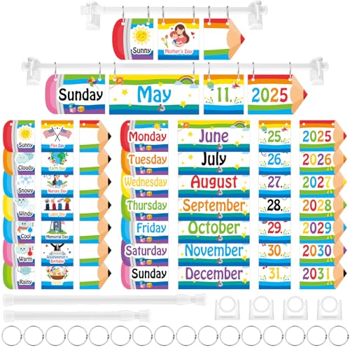 Pasimy 96-teiliges Bleistiftkalender-Set für Klassenzimmer, Pinnwand-Set, verstellbarer Klappkalender für Klassenzimmer, mit Stangenhaltern für Schulanfang, Dekorationen, Lehrer, Organisation, Schule Pasimy 96-teiliges Bleistiftkalender-Set für Klassenzimmer, Pinnwand-Set, verstellbarer Klappkalender für Klassenzimmer, mit Stangenhaltern für Schulanfang, Dekorationen, Lehrer, Organisation, Schule von Pasimy