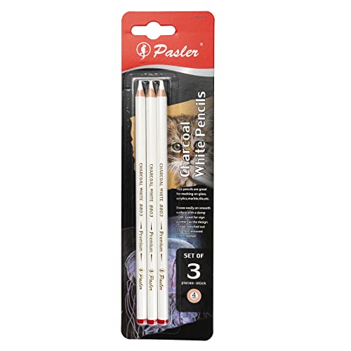 Pasler® Weiße Kohlestifte - Set mit 3 Stück Highlight Sketch Weiß Bleistift von Pasler