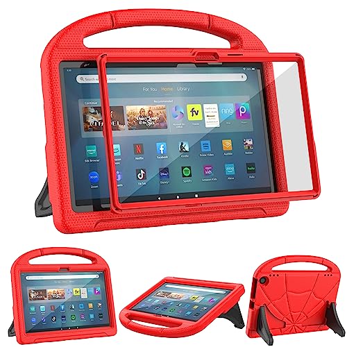All-New 11-Zoll-Tablet-Hülle(13th Gen 2023), Patamiyar Leichte Schockdicht mit integriertem Bildschirmschutz für 11-Zoll-Tablet Kinderfreundliche Hülle mit Bleistifthalter und Griffständer - Rot von Patamiyar