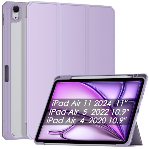 Patamiyar Hülle für iPad Air 11 Zoll M2 2024 mit Stifthalter iPad Air 5. Generation Hülle 2022/iPad Air 4. Generation Hülle 2020 iPad Air 10.9 Zoll Hülle Hartschale Ständer, Auto Schlaf/Wach - Lila von Patamiyar