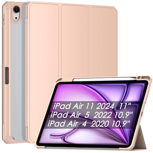 Patamiyar Hülle für iPad Air 11 Zoll M2 2024 mit Stifthalter iPad Air 5. Generation Hülle 2022/iPad Air 4. Generation Hülle 2020 iPad Air 10.9 Zoll Hülle Hartschale Ständer, Auto Schlaf/Wach - Rosa von Patamiyar